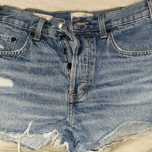 Distressed denim shorts